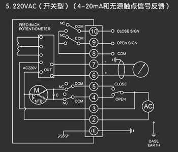 220VAC開關(guān)型<a href='http://m.we7xi.cn/Product/diefa/diandongdiefa/' target='_blank'>電動<a href='http://m.we7xi.cn/Product/diefa/' target='_blank'>蝶閥</a></a>接線圖