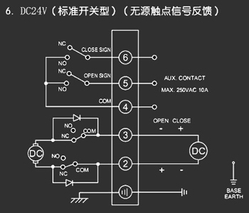 ＤＣ24Ｖ標(biāo)準(zhǔn)開關(guān)型<a href='http://m.we7xi.cn/Product/diefa/diandongdiefa/' target='_blank'>電動<a href='http://m.we7xi.cn/Product/diefa/' target='_blank'>蝶閥</a></a>接線圖